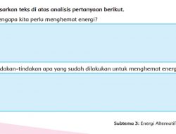 Jawaban Mengapa Kita Perlu Menghemat Energi Tema 2 Kelas 4 Halaman 103