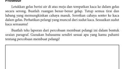 Kunci Jawaban Bahasa Indonesia Kelas 9 Halaman 28 Buatlah Teks Laporan Dari Percobaan Membuat Pelangi