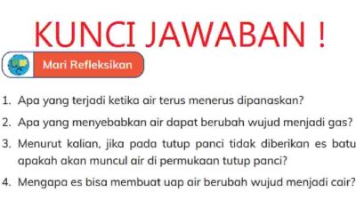 Kunci Jawaban Ilmu Pengetahuan Alam dan Sosial (IPAS) Kelas 4 Halaman 54 Apa yang Menyebabkan Air Dapat Berubah Wujud Menjadi Gas