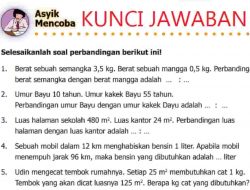 Kunci Jawaban Matematika Kelas 5 Halaman 95 Asyik Mencoba Berat Sebuah Semangka 3,5 Kg Mangga 0,5 Kg