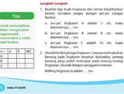 Kunci Jawaban Matematika Kelas 6 Halaman 72 73 Buatlah Tiga Buah Lingkaran Dari Kertas