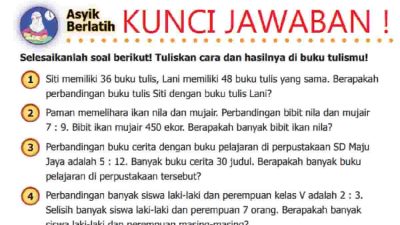 Kunci jawaban Matematika kelas 5 halaman 96 beserta caranya Siti memiliki 36 buku tulis Lani memiliki 48 buku tulis yang sama