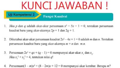 Kunci jawaban Matematika kelas 9 halaman 129 130 131 132 Uji Kompetensi 2 Fungsi Kuadrat materi Semester 1