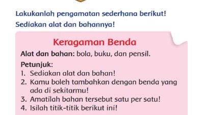 Nama Benda Ciri-Ciri Benda Bola, Buku dan Pensil Halaman 155 Kelas 2 SD