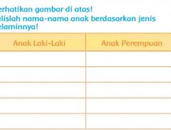 Perhatikan Gambar Di Atas Tulislah Nama-Nama Anak Berdasarkan Jenis Kelaminnya Tema 3 Kelas 2 Halaman 34