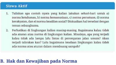 Tuliskan Apa Contoh Nyata yang Kalian Lakukan Sehari-Hari Untuk a) Norma Ketuhanan PKN Kelas 7