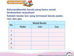 Tulislah Benda Lain yang Termasuk Benda Padat, Cair, dan Gas Halaman 143 Kelas 2 SD