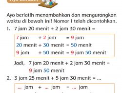 3 Jam 25 Menit + 5 Jam 30 Menit Berapa Menit? Jawaban Tema 3 Kelas 3 Halaman 204 205