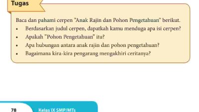 Baca dan Pahami Cerpen Anak Rajin dan Pohon Pengetahuan Berikut Bahasa Indonesia Kelas 9 Halaman 78