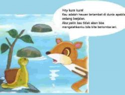 Gambar Cerita Satu Adegan Suatu Hari Kancil Sedang Berbicara Serius dengan Kura-kura Jawaban Tema 4 Kelas 5 Halaman 105