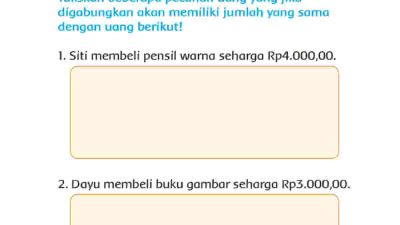 Dayu Membeli Buku Gambar Seharga Rp3.000,00 Kunci Jawaban Tema 3 Kelas 2 Halaman 139 140