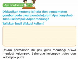 Diskusikan Tentang Isi Teks dan Pengamatan Gambar Pada Awal Pembelajaran Penyebab Kelompok Menang