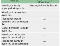 Hak-Hak yang Didapat Siti Pada Tabel Dibawah Ini Tuliskan Saran yang Seharusnya Siti Lakukan Halaman 4 Kelas 3 SD