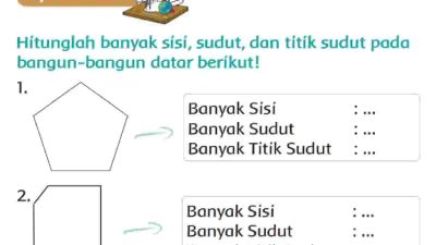 Hitunglah Banyak Sisi, Sudut, dan Titik Sudut Pada Bangun-Bangun Datar Berikut Kelas 2 Halaman 48