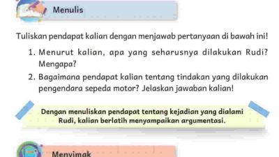 Kunci Jawaban Bahasa Indonesia Kelas 4 Halaman 58 Apa yang Seharusnya Dilakukan Rudi