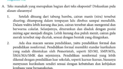 Kunci Jawaban Bahasa Indonesia Kelas 8 Halaman 65 66 Kegiatan 3.2 Teks Manakah yang Merupakan Bagian Dari Teks Eksposisi
