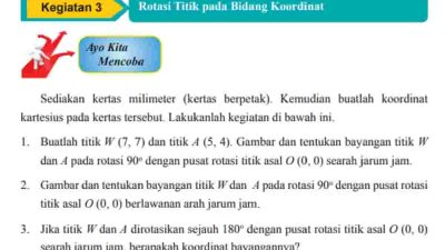 Kunci Jawaban Matematika Kelas 9 Halaman 165 Buatlah titik W (7, 7) dan titik A (5, 4)