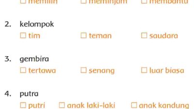 Pilihlah Kata Berikut yang Memiliki Arti Sama Berilah Tanda Centang (✓) Pada Jawaban yang Tepat Halaman 124 Kelas 2 SD