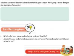 Tuliskan Contoh Tindakan Lain dalam Kehidupan Sehari-Hari yang Sesuai dengan Sila Pertama Pancasila!