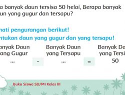 Amati Pengurangan Berikut Tentukan Daun yang Gugur dan yang Tersapu Halaman 62 Tema 4 Kelas 3