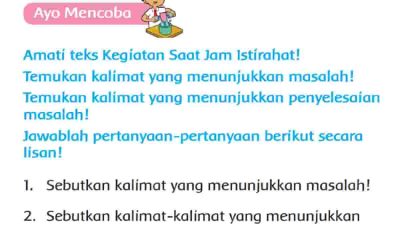 Amati Teks Kegiatan Saat Jam Istirahat Temukan Kalimat yang Menunjukkan Masalah dan Penyelesaian Masalah