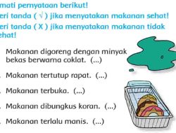 Beri Tanda (√) Jika Menyatakan Makanan Sehat (X) Makanan Tidak Sehat Halaman 161 Tema 4 Kelas 3 SD