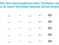 Buatlah Lima Kemungkinan Lain Tentukan Banyak Kertas Di Awal Tentukan Banyak Kertas Terpakai Halaman 51 Tema 4 Kelas 3