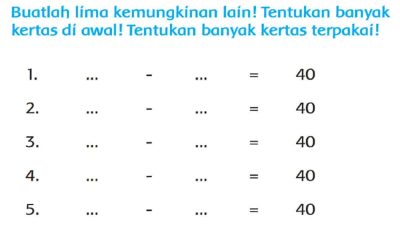 Buatlah Lima Kemungkinan Lain Tentukan Banyak Kertas Di Awal Tentukan Banyak Kertas Terpakai Halaman 51 Tema 4 Kelas 3