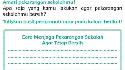 Cara Menjaga Pekarangan Sekolah Agar Tetap Bersih Halaman 98 Kunci Jawaban Tema 4 Kelas 2 SD