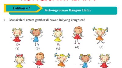 Kunci Jawaban Matematika Kelas 9 Halaman 212 213 214 215 216 Latihan 4.1 Kekongruenan Bangun Datar