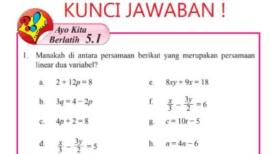 Kunci jawaban Matematika kelas 8 halaman 203 204 205 Ayo Kita Berlatih 5.1 beserta caranya semester 1