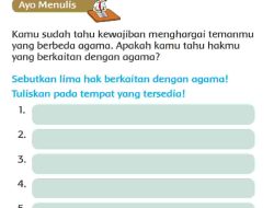 Sebutkan Lima Hak Berkaitan dengan Agama Tuliskan Pada Tempat yang Tersedia Halaman 167 Kelas 3 SD