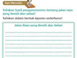 Tuliskan Hasil Pengamatanmu Tentang Jalan Raya yang Bersih dan Sehat Jawaban Tema 4 Kelas 2 Halaman 167