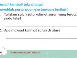 Tuliskan Salah Satu Kalimat Saran yang Terdapat Pada Teks Aku Ingin Senang di Sekolah Halaman 76 Kelas 3 SD