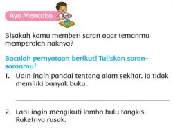 Udin Ingin Pandai Tentang Alam Sekitar Ia Tidak Memiliki Banyak Buku Halaman 49 Tema 4 Kelas 3 SD MI