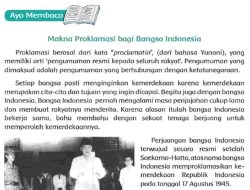 Kata Kunci Bacaan Makna Proklamasi bagi Bangsa Indonesia Tema 6 Kelas 6
