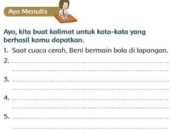 Ayo Kita Buat Kalimat Untuk Kata-Kata yang Berhasil Kamu Dapatkan Saat Cuaca Cerah Beni Bermain Bola Di Lapangan
