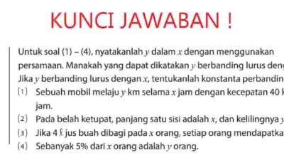 Kunci jawaban Matematika kelas 7 halaman 130 131 132 kurikulum merdeka Untuk soal (1) – (4) nyatakanlah y dalam x dengan menggunakan persamaan
