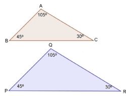 Jawaban Pada ∆ABC dan ∆PQR Diketahui m∠A = 105° m∠B = 45° m∠P = 45° dan m∠Q = 105