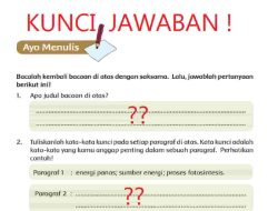 Jawaban Tuliskanlah Kata-kata Kunci Pada Setiap Paragraf di Atas Tema 6 Kelas 5
