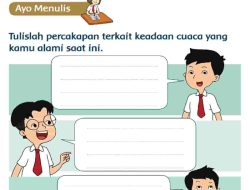 Jawaban Tulislah Percakapan Terkait Keadaan Cuaca yang Kamu Alami Saat Ini Halaman 14 Tema 5 Kelas 3 SD