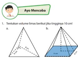 Kunci Jawaban Matematika Kelas 6 Halaman 142 143 Tentukan Volume Limas Jika Tingginya 10 cm