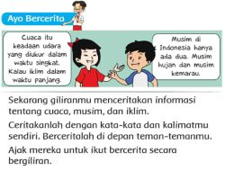 Menceritakan Informasi Tentang Cuaca, Musim, dan Iklim Kunci Jawaban Tema 5 Kelas 3 SD MI Halaman 208