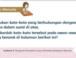 Jawaban Temukan Kata-Kata yang Berhubungan dengan Cuaca Dalam Surat Di Atas Halaman 167 168 Tema 5 Kelas 3 SD