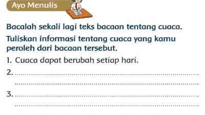Tuliskan Informasi Tentang Cuaca yang Kamu Peroleh Dari Bacaan Tersebut Halaman 51 Tema 5 Kelas 3 SD