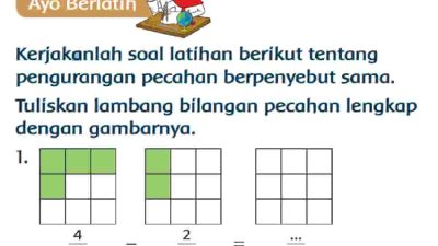 Tuliskan Lambang Bilangan Pecahan Lengkap dengan Gambarnya Jawaban Tema 5 Kelas 3 Halaman 214 215