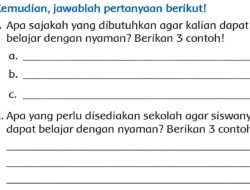 Apa Sajakah yang Dibutuhkan Agar Kalian Dapat Belajar dengan Nyaman Berikan 3 Contoh Jawaban Tema 6 Kelas 3 Halaman 90