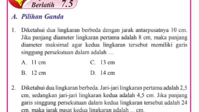 Diketahui jarak antara pusat lingkaran A dan B adalah 15 cm Lingkaran A dan B memiliki jari-jari berturut-turut 5 cm dan 4 cm