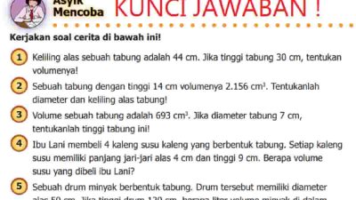Keliling alas sebuah tabung adalah 44 cm Jika tinggi tabung 30 cm tentukan volumenya