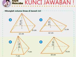 Kunci Jawaban Matematika Kelas 5 Halaman 175 Hitunglah Volume Limas di Bawah Ini